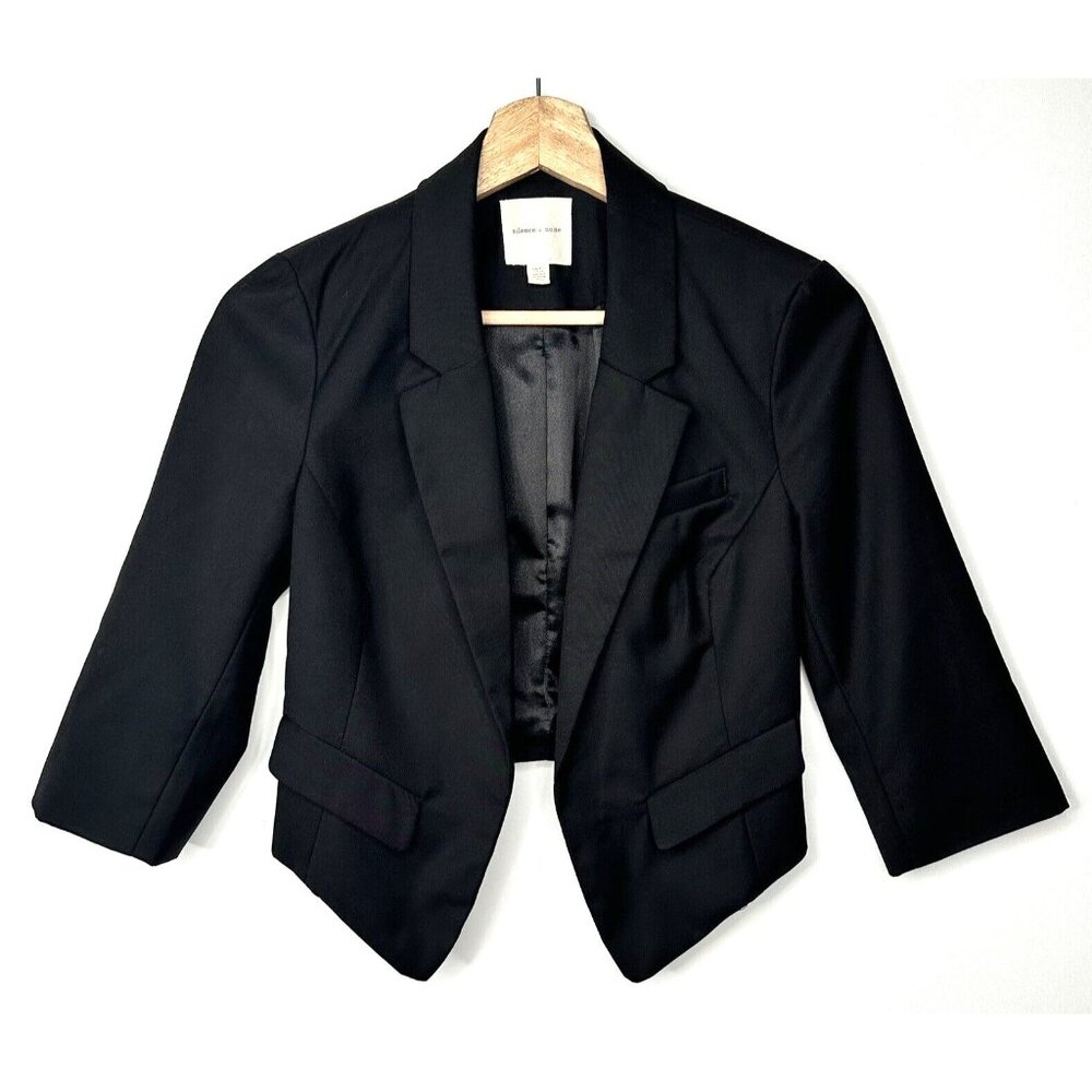 Silence + Noise Womens Blazer Cropped Jacket Urban Outfitters Lined Black XS